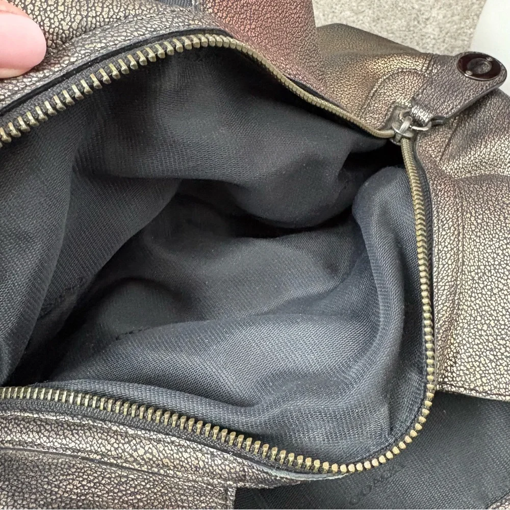 Coach Edie Metallic Gold Pebbled Shoulder Bag